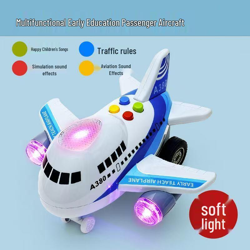 Multifunctional Early Education Toy Jet for Ages 3-6: Inertial Sliding Airplane with Music and Sound Effects