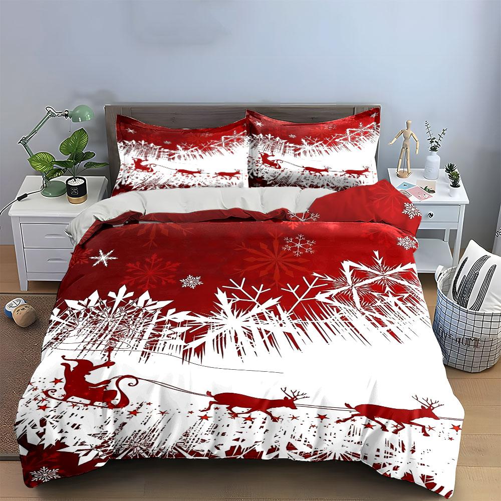 Christmas Santa Sleigh Bedding Set Bedding Duvet Cover Set Duvet Cover Pillowcases (1 * Duvet Cover 2 * Pillowcases, without duvet insert)