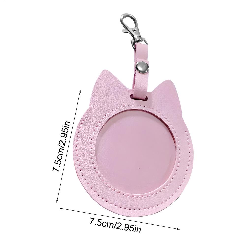 

S/L Cat Shaped Round Badge Holder Case Leather Protective Sleeve For Pins, Collectors, Concerts, School & Theme Parties