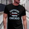 Chicago Flag Skyline Graphic Motorcycle T-shirt Moto Men Summer TShirts Casual High Quelity O-n