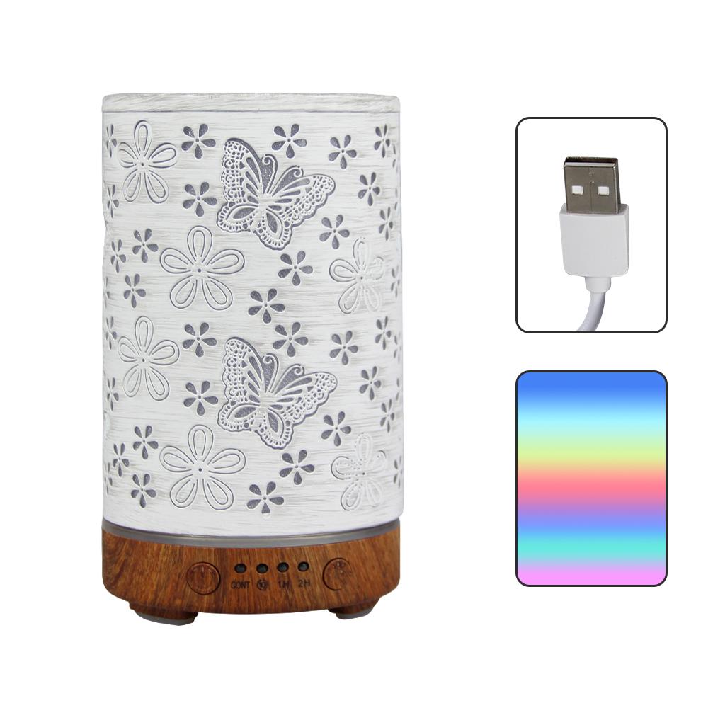 100ml Essential Oil Diffuser Seven-Color Aroma Light Butterfly Ultrasonic Air Humidifier Room Scent Diffuser with Timer Function