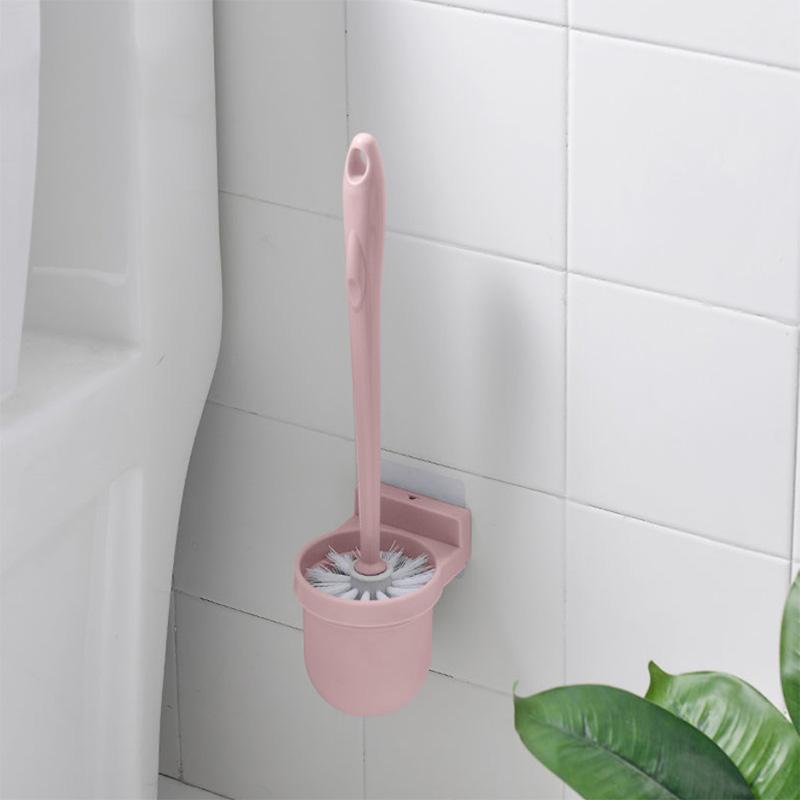 Classic Solid Color Wall-mounted Cleaning Toilet Brush Set Wall-mounted Punch-free Creative Household Items To Remove Stains