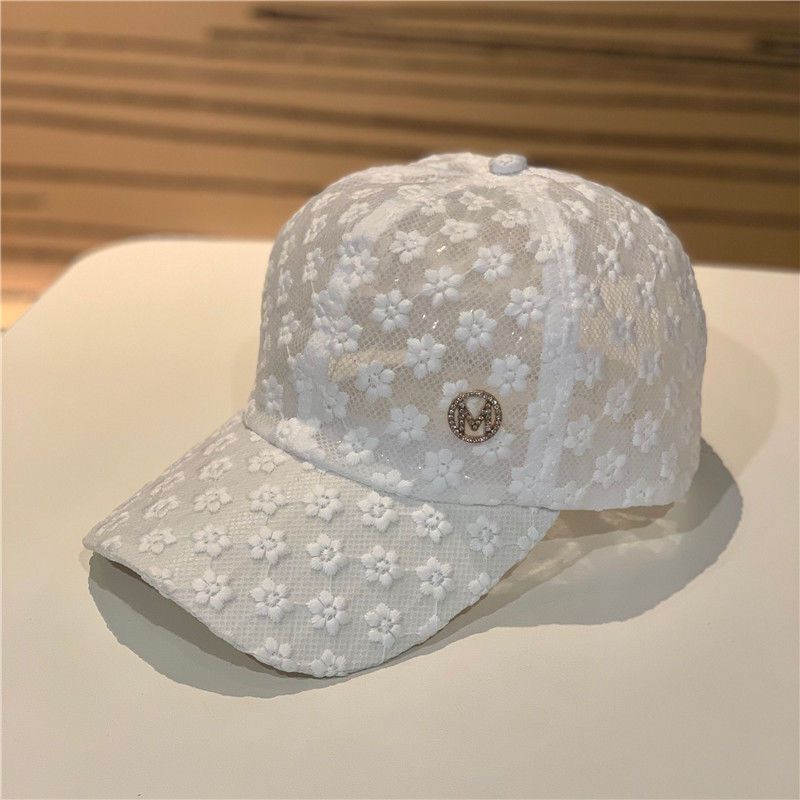 New summer hat women's fashion rhinestone hollow lace baseball cap thin breathable sunscreen visor cap cap