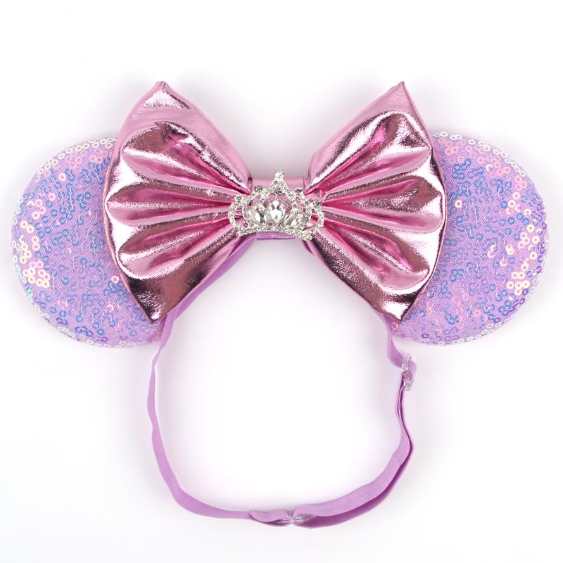 Bentiță Elastică Ajustabilă Urechi de Șoarece Disney Pentru Bebeluș Adult Paiete Fundă 5" Bentiță de Păr Festival Petrecere DIY Accesorii de Păr