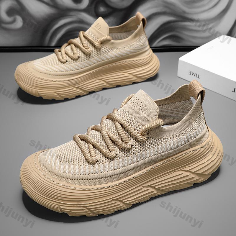 Fashion Men Casual Sneakers Spring Autumn Trendy Breathable Soft Male Sports Shoes Fashion Solid Woven Mesh Running Slip-on Sports Shoes
