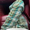 Plus Size High Waist Plaid Wide-Leg Ice Silk Pants for Women
