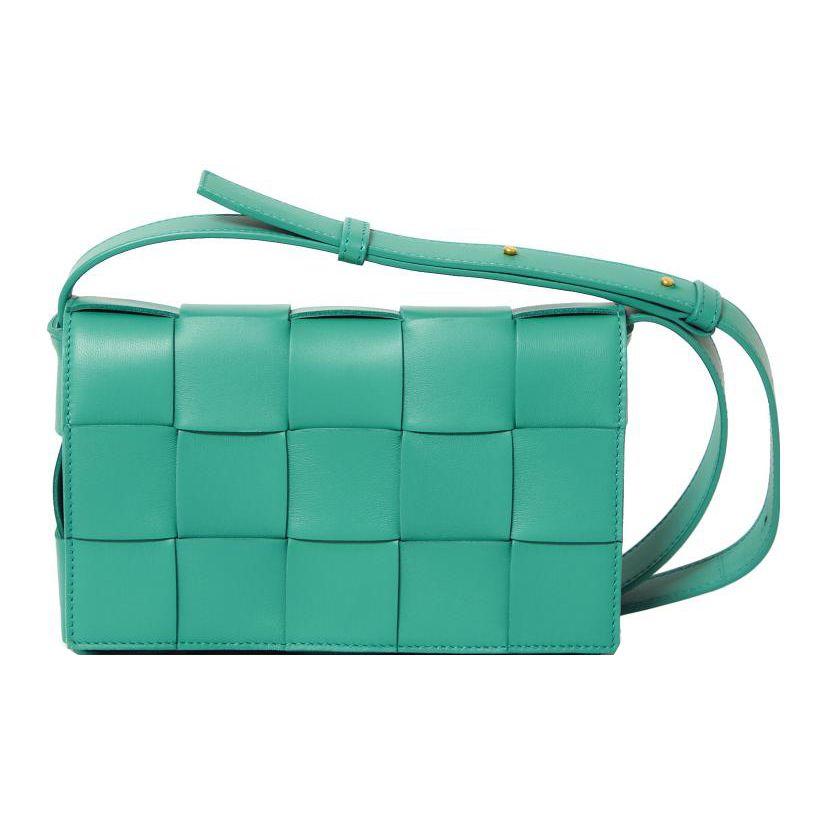 

Bottega Veneta Cassette 15 Grid Intreccio Woven Adjustable Shoulder Strap Lambskin Crossbody Bag Women Bags Green 578004VMAY13182 Basic Set (Bag+Dust Bag)