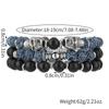 Retro Men's Hip Hop Stainless Steel Skull Bracelet Multilayer Stacked Wear Beaded Weathered Black Agate Bracelet Non-Fading