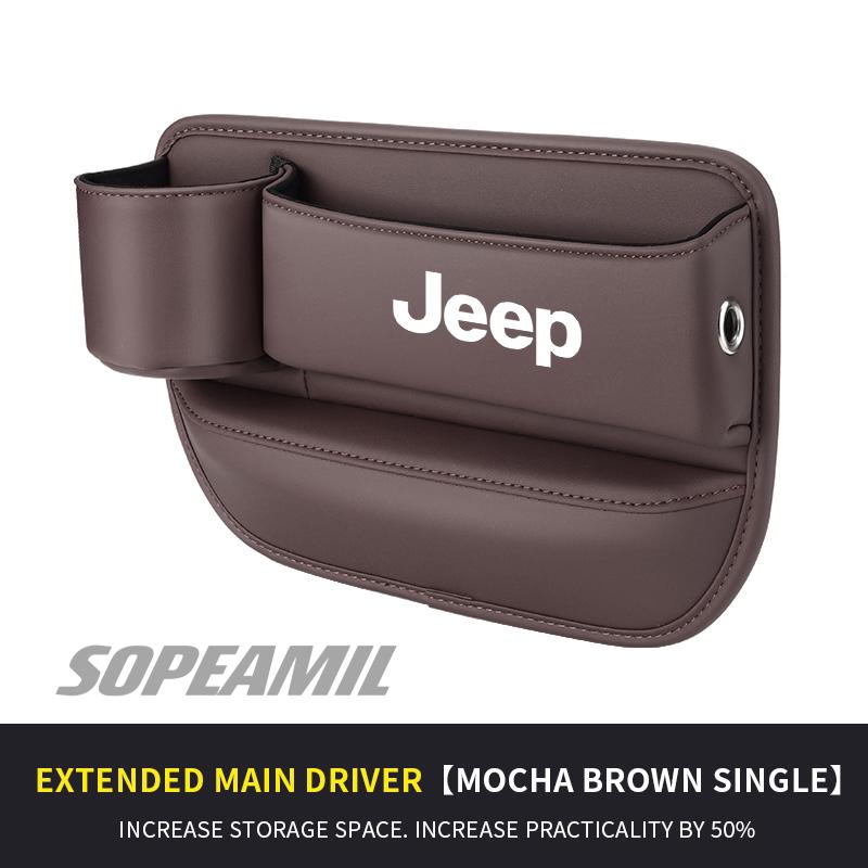 Car Leather Seat Crevice Water Cup Holder Storage Box Jeep Renegade Compass Gladiator Patriot Commander Wrangler Grand Cherokee
