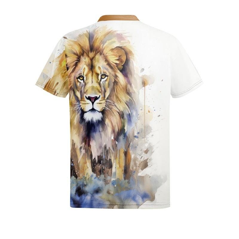 2026 Men's Lion Animal Series Casual Fashion Short Sleeve Polo Shirt