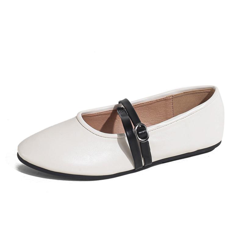 Fashion Luxury Footwear Female Buckle Strap Ladies Mary Janes Flats Shallow Shoes Fashion Round Toe Women Flats Lolita Shoes