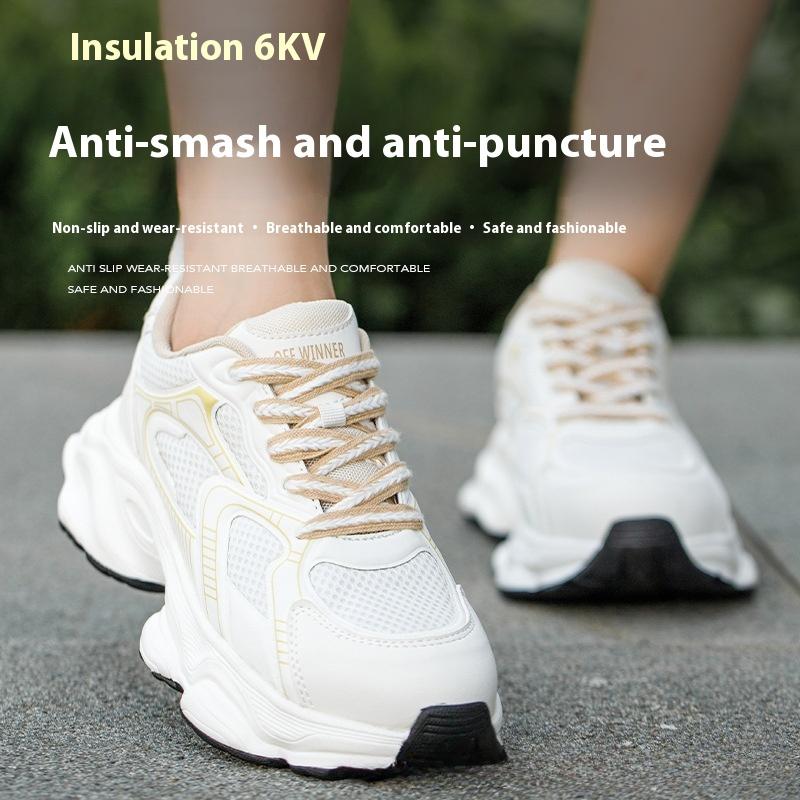 Four-season Women's Anti-smash Shoes, Breathable and Lightweight Plastic Steel Toe Safety Labor Protection Shoes for Women