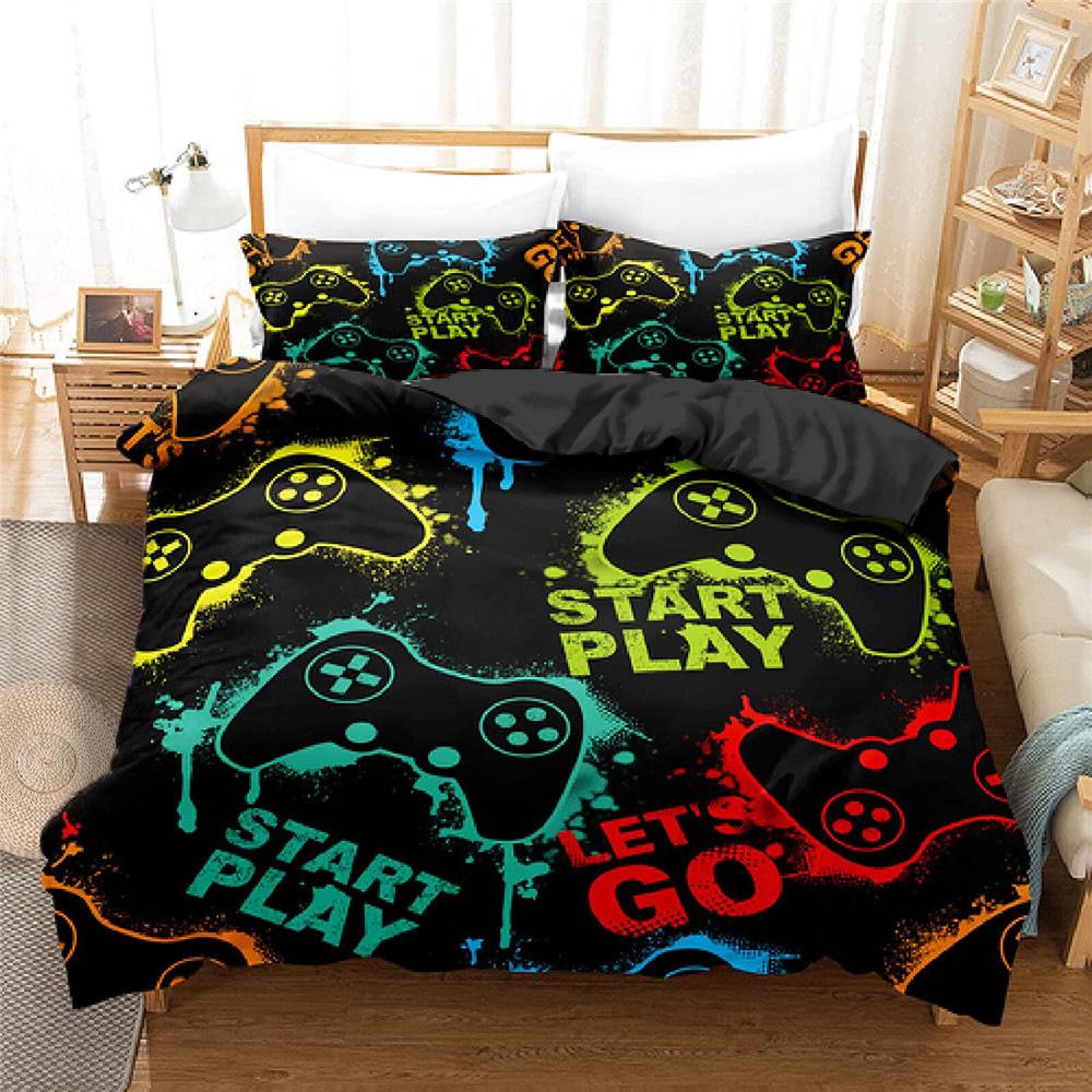 

Cool multicolored gamepad 3D digital printing quilt set three-piece set to customize 135 * 200cm 50 * 80cm * 1 two-piece set
