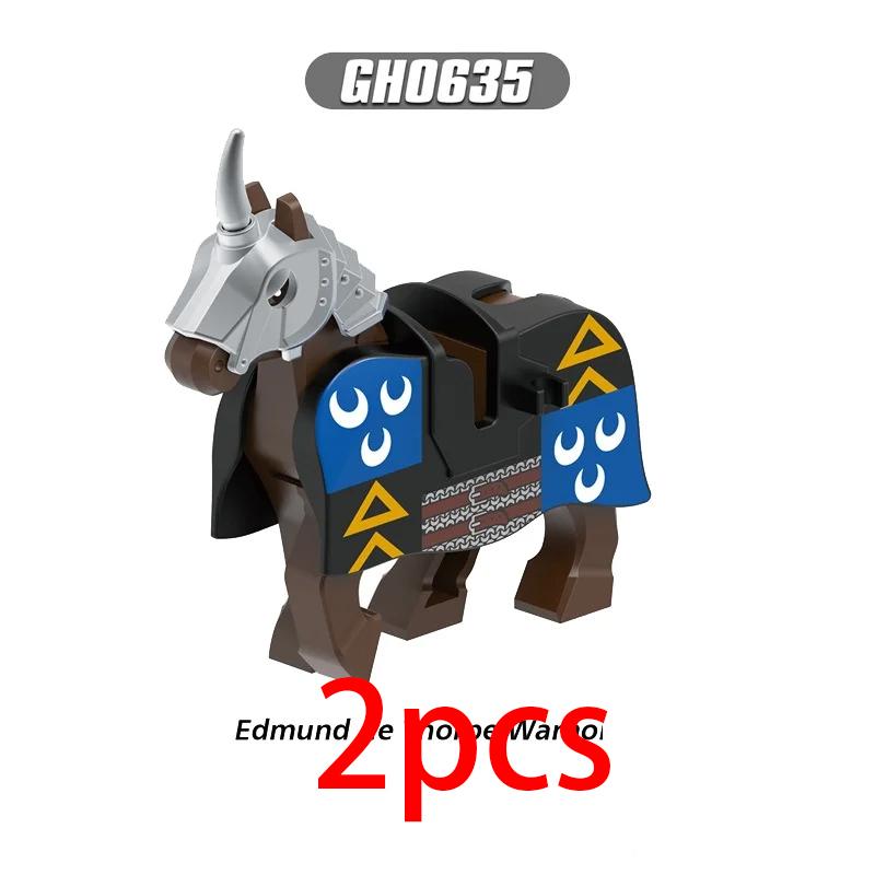 Mittelalterliche Militärburg Ritter Bausteine Reitpferd Wolf Bär Elefant Tier Weste Waffe Fahne Sattel Spielzeug Ziegelstein Geschenk A06