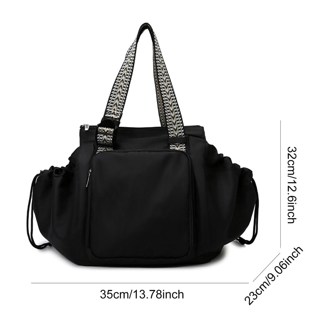 Nylon Nappy Diaper Storage Bag Adjustable Shoulder Strap Diaper Bag Tote with Compartments Large Capacity for Mom Weekender