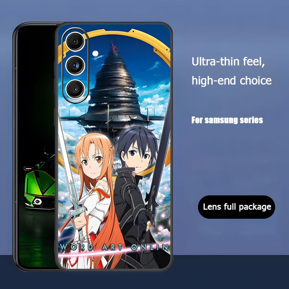 Cool Anime Sword Art Online Phone Case For Samsung Galaxy S25 S24 S23 S22 S21 S20 Plus Ultra Note20 Soft Black