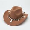 Western Cowboy Hat Ethnic Wool Jazz Hat Fashion Convex Top Men's and Women's Felt Hat Top Hat
