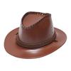 Western Cowboy Hat PU Solid Color Strap Stage Performance British Top Hat Ethnic Style Outdoor Shade Knight Hat Tide