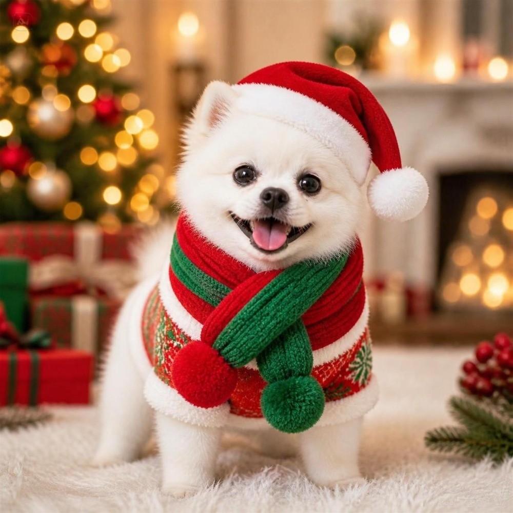 2Pcs/Set Winter Dog Scarf Collar Warm Cat Scarf Hat Cozy Pet Neck Warmer  for Small Dogs