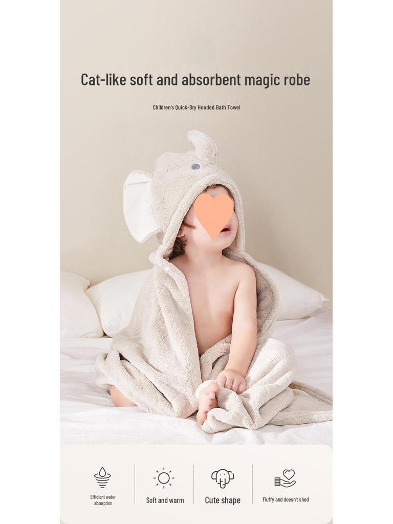 Kinderbadjas met capuchon: Superzachte, Absorberende, Sneldrogende, Dikke Poncho Badjas voor Pasgeborenen