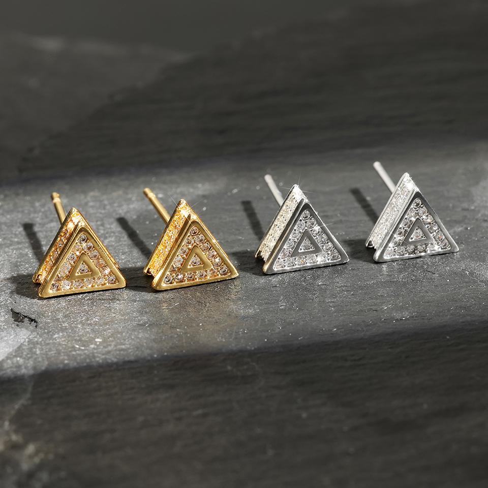 ZAKOL Trendy Hip-hop Rock Triangle Zircon Stud Earrings For Women Men Micro-set Piercing Crystal Daily Jewelry Accessories