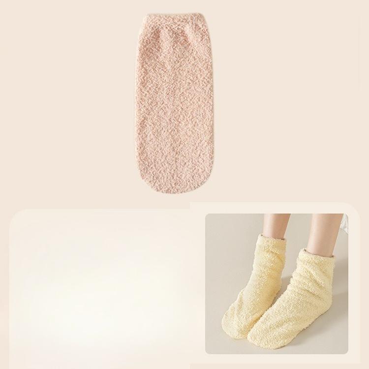 Female Autumn and Winter Thickened Warm Coral Velvet Loose Not Foot Sleep Special Long Socks