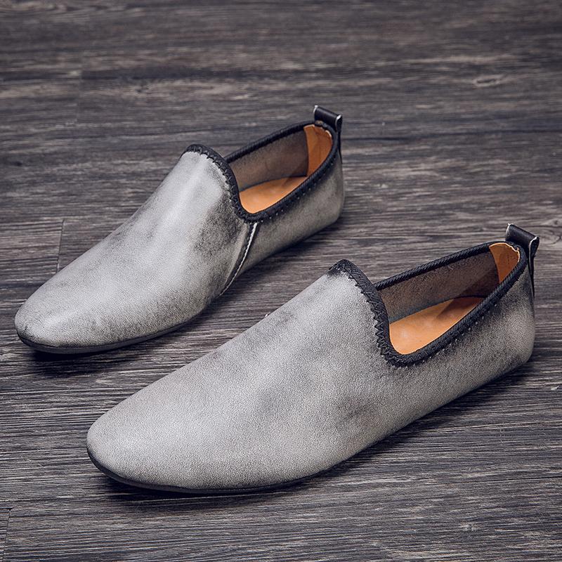 Fashion Genuine Leather Mens Casual Shoes Fashion Man Loafers Handmade Moccasins Outdoor Slip on Men Flats Elegantes Male Driving Shoes
