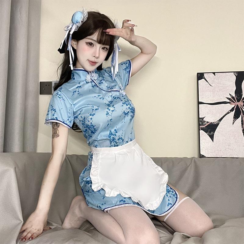 Fan Lei, Chinese Mother Cheongsam, Sexy Underwear, Apron, Pajamas, Two-piece Set, Maid Retro Skirt, Short Skirt 1.