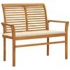 Day and Night - Day and Night Solid Teak Wood Garden Bench with Cream Cushion 112 Cm