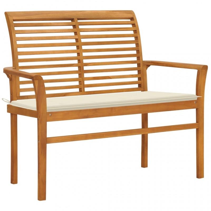 Day and Night - Day and Night Solid Teak Wood Garden Bench with Cream Cushion 112 Cm