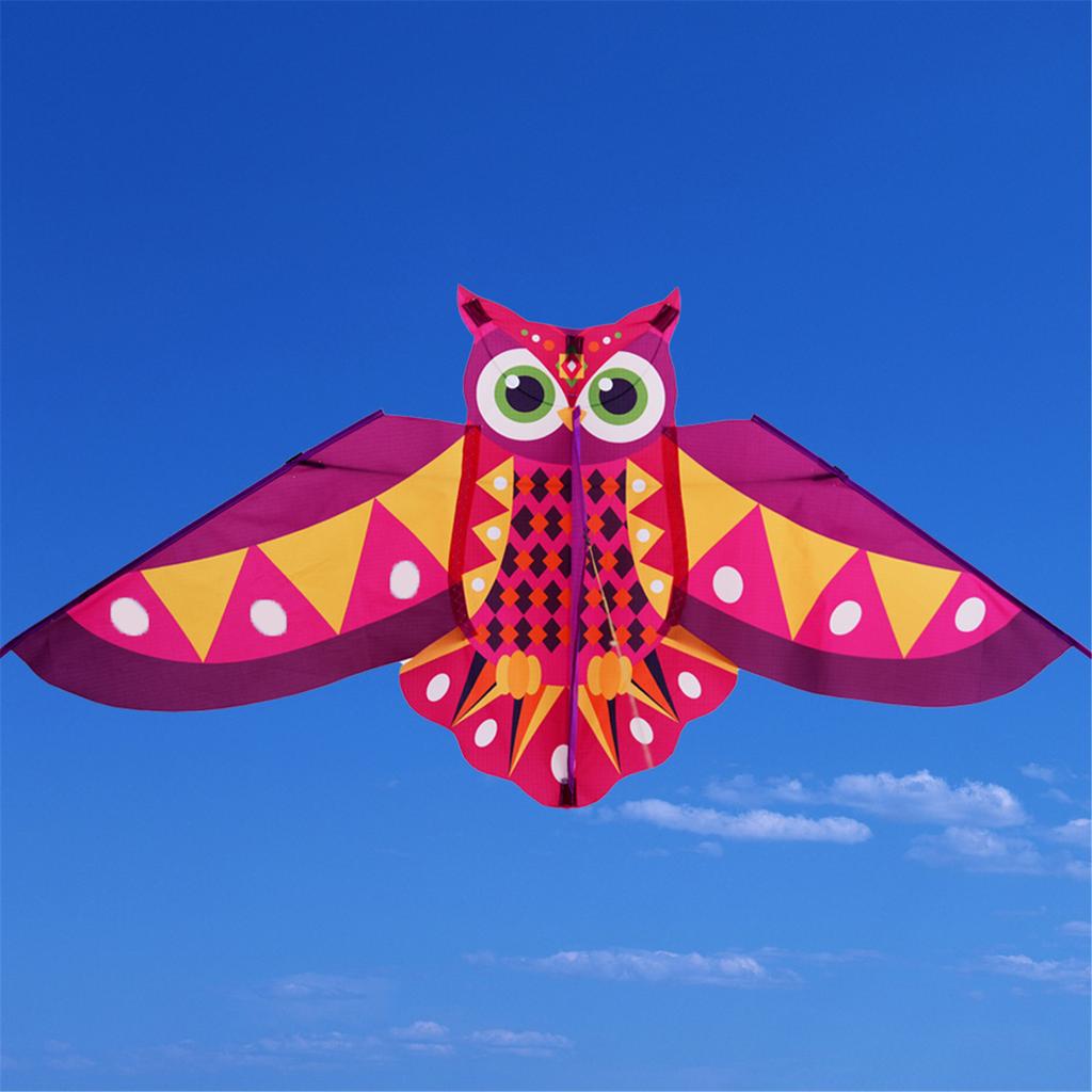 Durable Owl Kite For Kids Outdoor Activities Colorful Long Tail Design High Wind Resistance Fiberglass Frame Easy Assembly Foldable Travel Toy