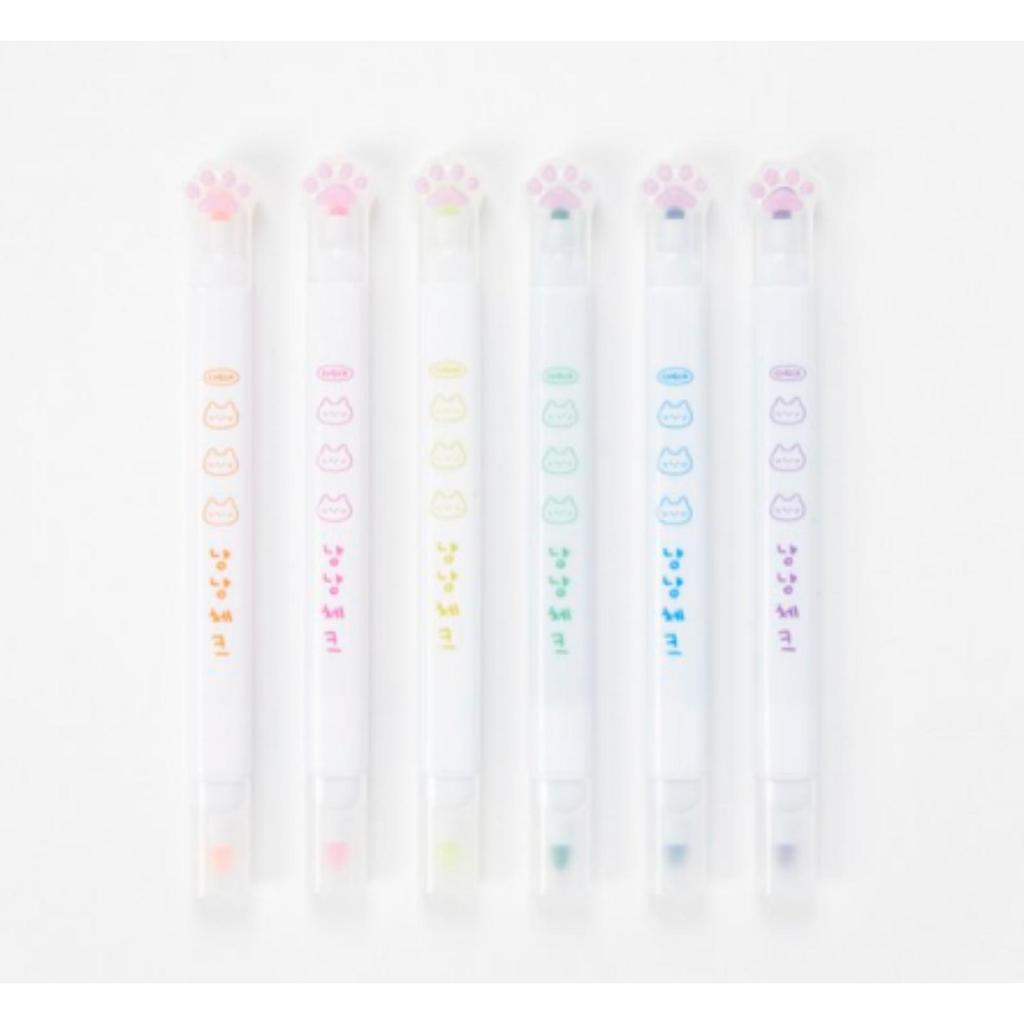 Dual Cat Paw Highlighter Pen Set 6 Colors