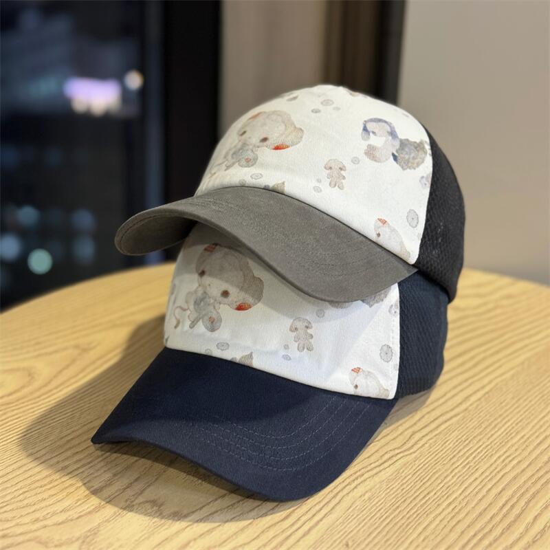Spring and summer cute cartoon doll printed baseball cap women's mesh casual versatile face small sunshade cap