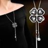 Fashion Irregular Geometric Grey Crystal Necklace For Women Elegant Long Pendant Winter Sweater Chain Necklace Jewelry