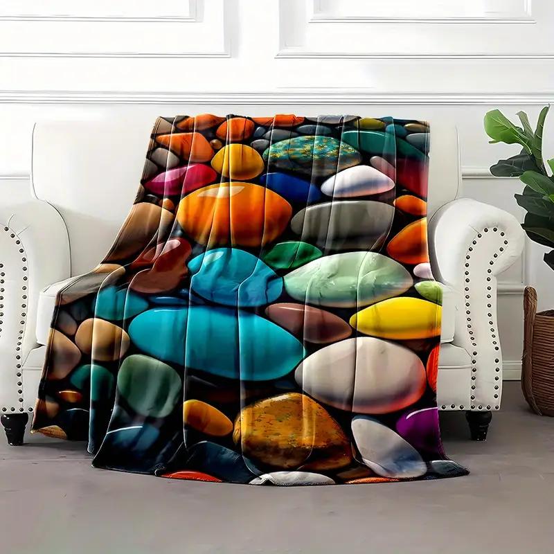 Bunte geflockte Flanelldecke am Strand geeignet für Bettwäsche Büro Zuhause Camping warmes Schlafsofa Weihnachten Halloween