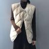 Women Autumn Winter Vest Sleeveless O Neck Loose Padded Single Breasted Casual Vest