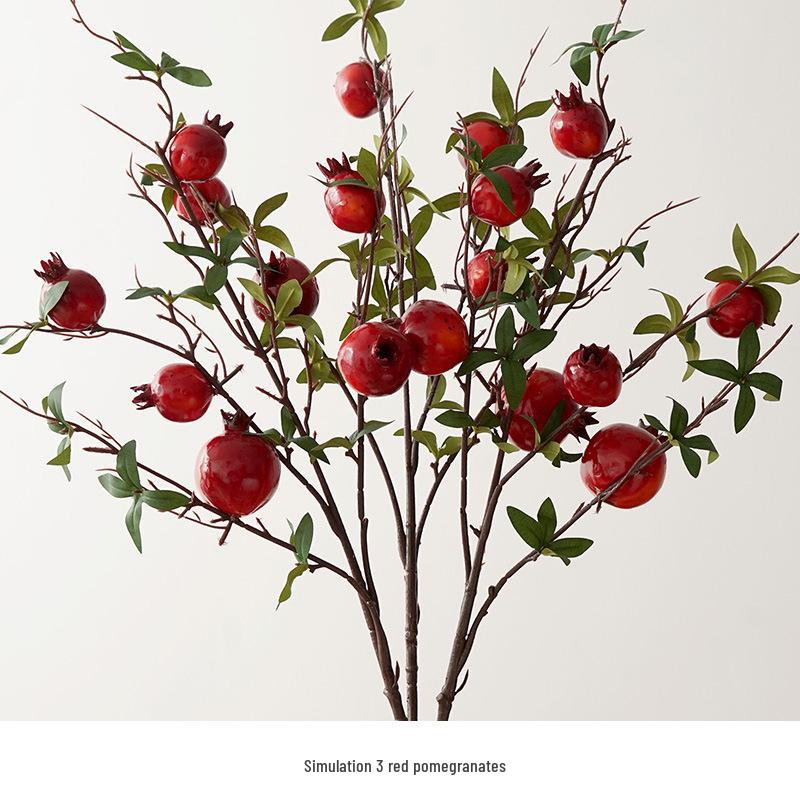 Artificial Flower Arrangement for Home Decor - Persimmon and Pomegranate Branches for Living Room, Dining Table, or Entrance Hall Display