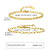 18K PVD Gold Plated Chain Bracelet Set, Adjustable Cuban Link Twist Rope Paperclip Bracelet for Women Vacation Jewelry