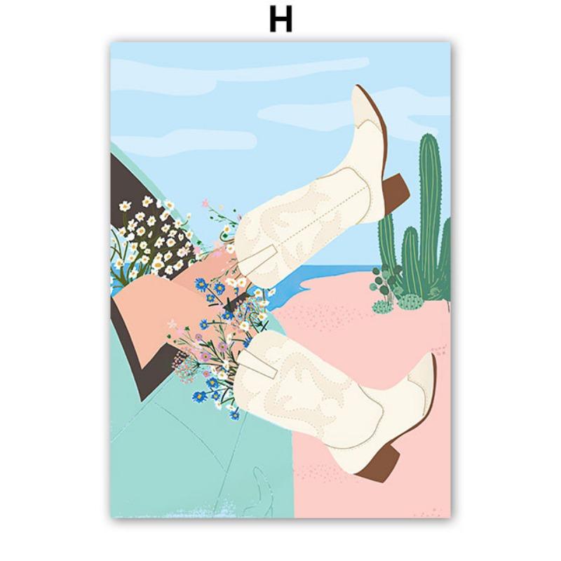 Retro Flowers Fruit Vase Gallery Colorful Funky Poster And Prints Simple Wall Art Canvas Painting Pictures For Living Room Decor