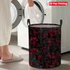 Collapsible Laundry Basket Large Round Waterproof Fabric Hamper Dirty Clothes Storage Bin Toy Organizer with Handles