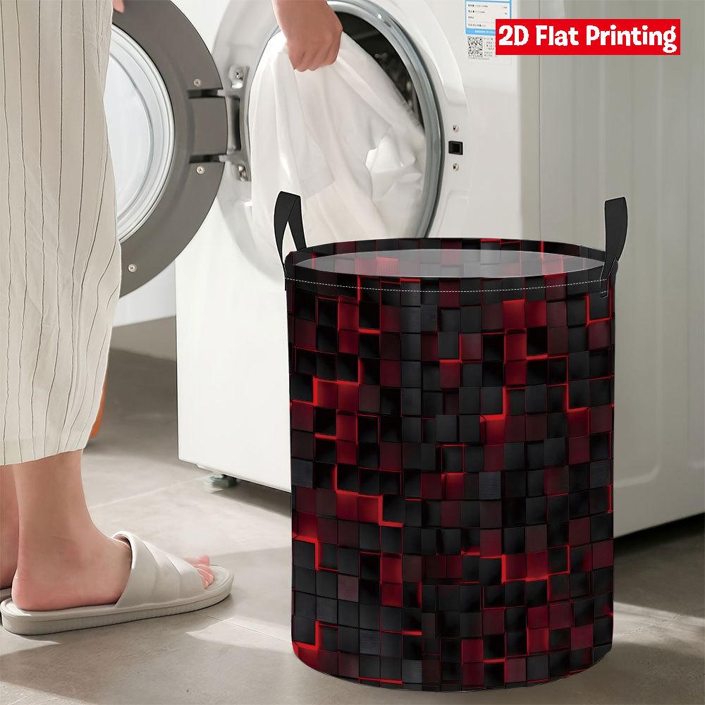 Collapsible Laundry Basket Large Round Waterproof Fabric Hamper Dirty Clothes Storage Bin Toy Organizer with Handles