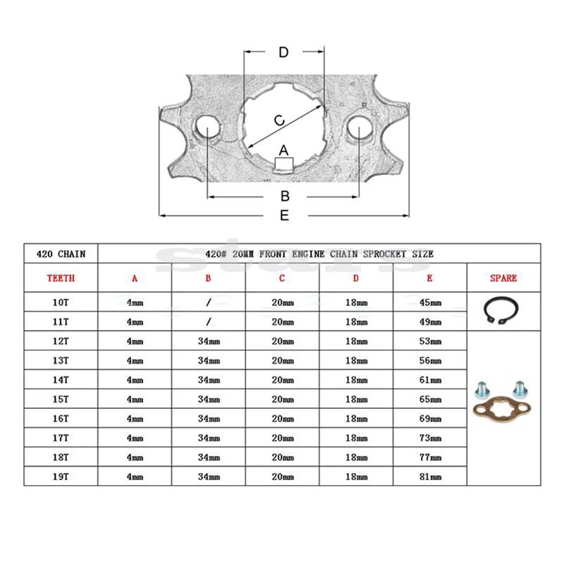 Front Engine 420# 17mm 20mm 13T Teeth Chain Sprocket With Retainer Plate Locker Accessories
