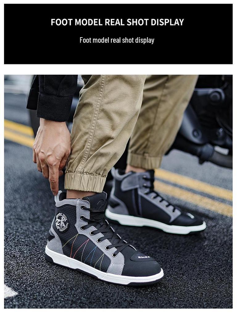 Four Season Motorcycle Riding Boots: Breathable, Anti-Fall, Road Racing & Parkour Shoes