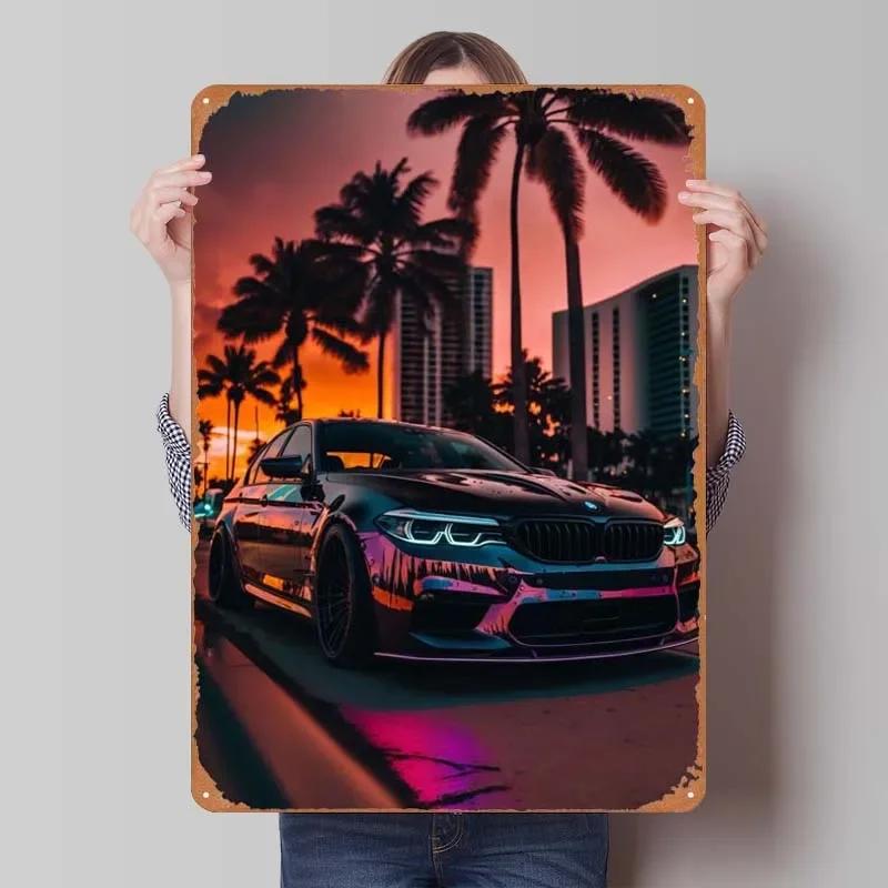 BMW Schild Oldtimer Poster Retro Metall Blechschild Plakette für Garagen Wandkunst Dekoration Kaffee Bar Vintage Heimdeko Artikel Zimmer