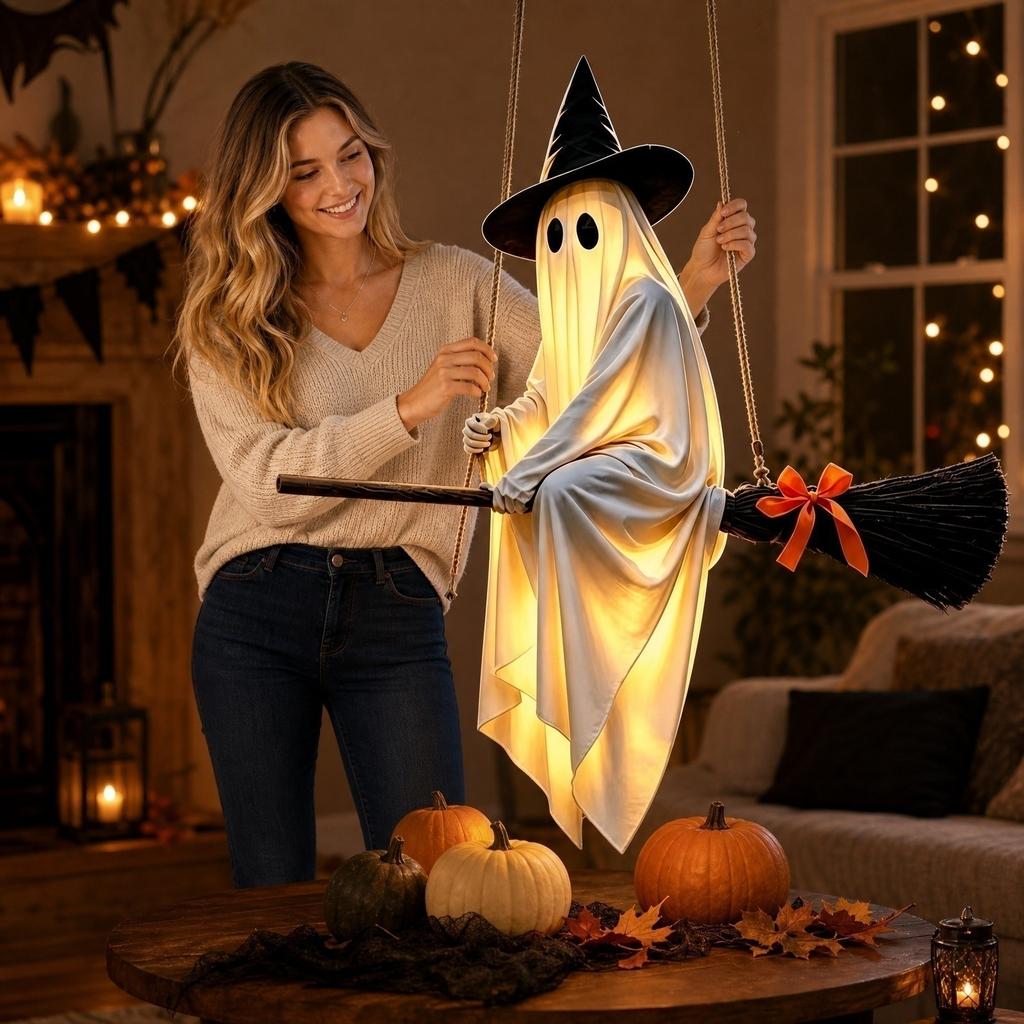 Flying Broomstick Halloween Decoration for Home Decor Party