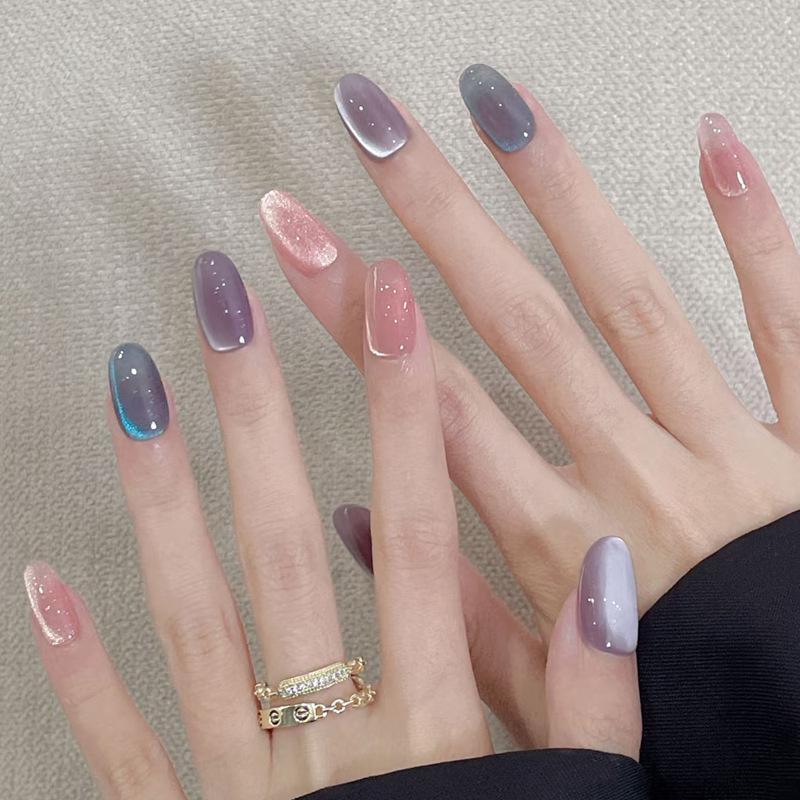 Noste nehty Advanced Kočičí oko Kamínky Francouzská Ručně dělaná Manikúra Nehtová fólie Spice Girl Čistá Touha Umělé nehty