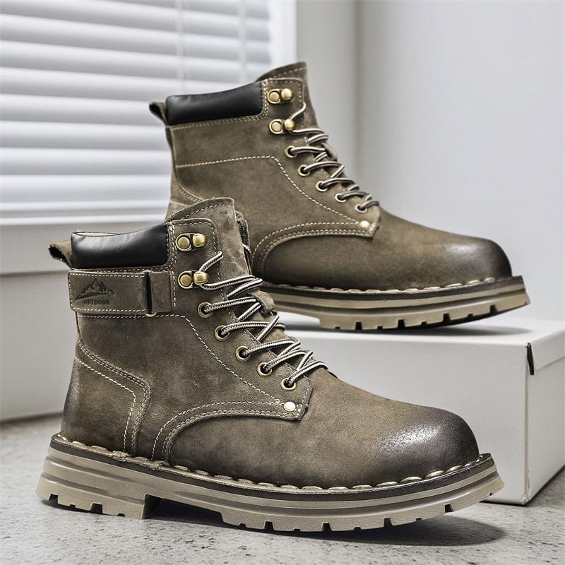 

Мужские ботинки из натуральной кожи Модные высокие повседневные ботинки Высококачественные кожаные ботинки Уличные нескользящие ботинки на платформе Мужские ботильоны 45