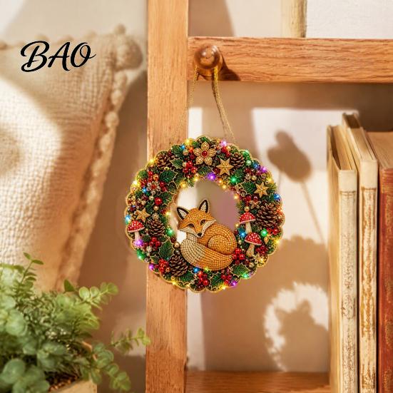 Holiday Gift for Friends 2Pcs Pearl Diamond Christmas Ornament Set, 2D Acrylic Glitter Hanging Ornaments Decor with Ribbon, Festive Tree Pendant Party