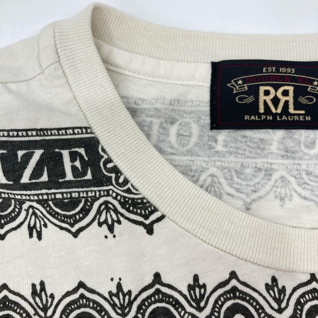 RRL White Two Cowboy Print T-Shirt tops S whiteUsed