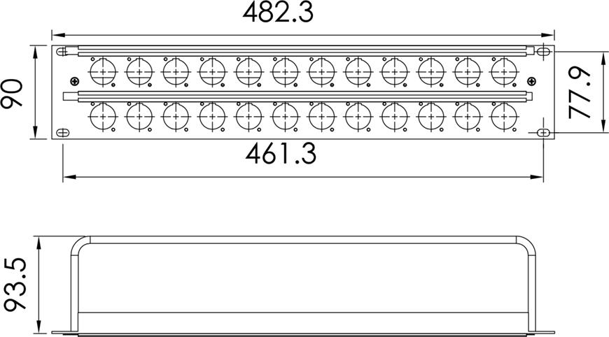 Patch Panel Pusty Rack 19" 2U Na 24 Gniazd Typu D Roxtone Rack2U24